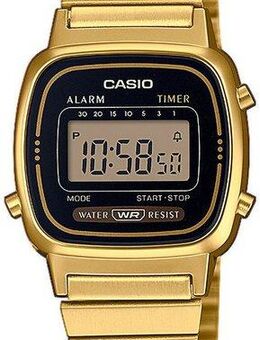 CASIO VINTAGE Chronograph LA670WEGA-1EF, Quarzuhr, Armbanduhr, Damenuhr, Digitaluhr, Datum, Edelstahlarmband