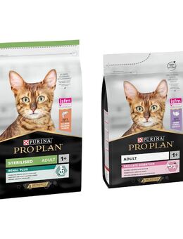 10 kg PURINA PRO PLAN + 3 kg Adult Delicate Digestion Truthahn gratis! - Sterilised Adult Renal Plus Lachs