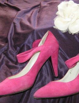 NEUw VINTAGE Echt-Leder Salsa Pumps Schuhe mit Seitensteg "Roland Piero" Gr. 38/ 5 erika- cyclam - Riedlingen