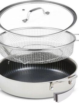 MediaShop Bratpfanne Titan Pan, Edelstahl (Set, 4-tlg), Edelstahlmatrix+diamantver. Anti-Haft-Versiegelung, Ø28 cm, Induktion