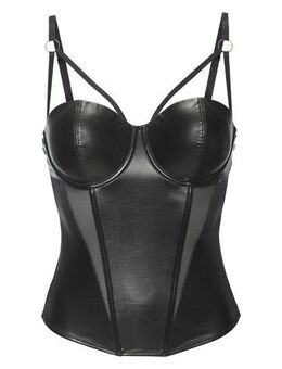 petite fleur gold Corsage aus Lederimitat, mit Push-up-Kissen, sexy Dessous, Reizwäsche