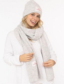 Zwillingsherz Strickschal "Zwillingsherz Patch", gerippt, mit Wolle und Patch