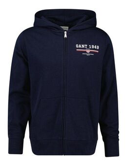 Gant Kapuzensweatjacke GRAPHIC FULL ZIP HOODIE Kängurutasche, Rippbündchen, Print