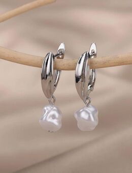 ☝️☝️☝️ 1 Paar Ohrringe, Edelstahl Silber, Semi Barockperle, NEU ⭐⭐⭐⭐⭐ - Gersthofen