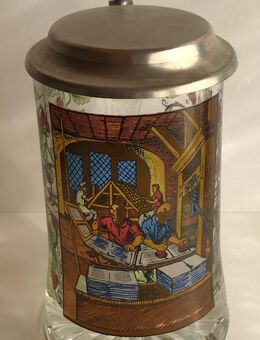 Bierkrug mit Zinndeckel, Glasbierkrug, Regenhütte " 0,5 l - Offenbach (Main)