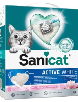 2 x Sanicat Katzenstreu zum Sonderpreis! - 2 x 6 l Active White Lotus-Blüte