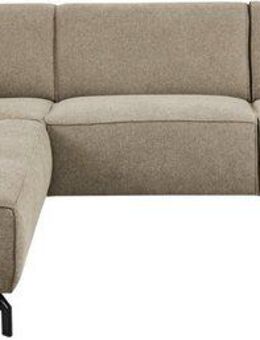 Places of Style Ecksofa Lorcan, Breite 275 cm, weiches Sitzgefühl, mit schwarzen Metallfüßen, Lederoptik und in weichem Strukturstoff