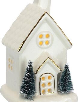 I.GE.A. LED-Dekofigur LED-Haus (1 St), Dekoobjekt LED batteriebetrieben Weiß Gold Weihnachtsdeko