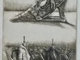 Signierte Radierung Rolf Escher 1984 "Rokoko Schuh" mit Widmung in 50672