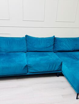 Eckcouch/ L-Couch petrol samt - Berlin Treptow-Köpenick