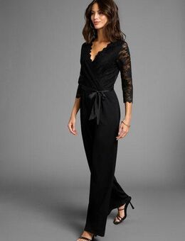 Laura Scott Jumpsuit mit Spitzenoberteil und Satin-Bindegürtel