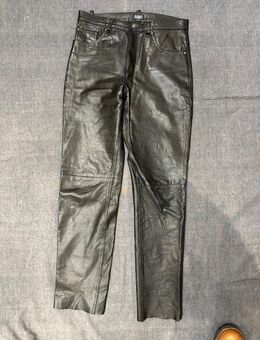 Motorrad Hose Lederhose dickes Glatt Leder schwarz GR 32/34 ca M - Köln