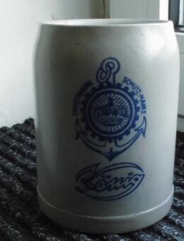 König Brauerei Duisburg Bierkrug Alt Blau Emblem - Bottrop