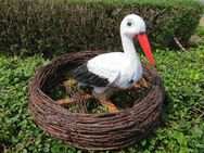 Storchennest mit 1 Storch mittel NEU Dekofigur Deko Figur Gartendeko - Hergisdorf