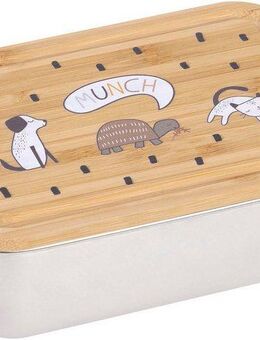 LÄSSIG Lunchbox Bamboo Happy Prints, Bambus, Edelstahl, (1-tlg), mit Holzdeckel