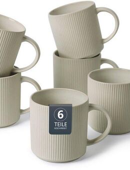 my home Becher Kaffeebecher Loik, 6er Set, Steinzeug, spülmaschinenfest und mikrowellengeeignet, 460 ml