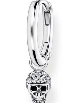 THOMAS SABO Single-Creole mit Totenkopf Anhänger, CR706-643-14, mit Zirkonia (synth)