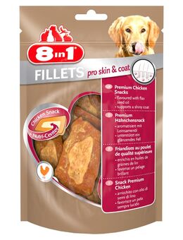 3 + 1 gratis! 4 x 80 g 8in1 Fillets Pro Snacks - Skin & Coat