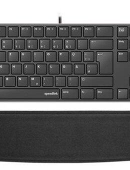 Speedlink RIVA Slim Metal Scissor Keyboard, SATEEN Ergonomic Wrist Rest Tastatur (inkl. Handgelenkauflage)