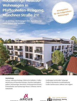 Pfaffenhofen-Reisgang! 4-ZKB OG-Whg. mit West-Balkon! Gäste-WC, FBH, elektr. Rollläden, Videosprechanl.! - Hettenshausen