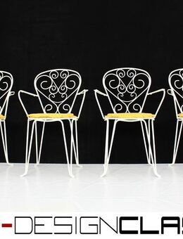 wie neu! Mid Century Gartenstuhl Set weiß Mathieu Mategot Style France - Hamminkeln Zentrum