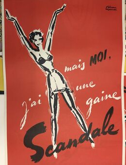 Original 1950 Reklame Plakat Scandale Korsage Nylonstrumpf Pin Up - Köln
