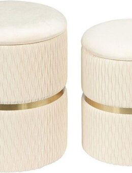 Kayoom Polsterhocker Hocker Zora 425 2er-Set, Praktischer und versteckter Stauraum (Set, 2 St), 2er-Set mit Stauraum, ineinander stapelbar, goldener Ring