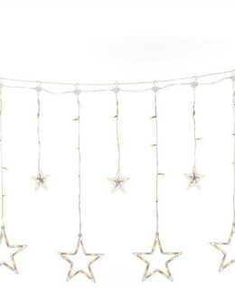 KONSTSMIDE LED-Lichtervorhang, 77-flammig, 3 kleine und 4 große Sterne, mit Multifunktion, 77 bernsteinfb. Dioden