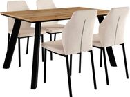 Home affaire Essgruppe Genf Tischgruppe BESTSELLER, (Set, 5-tlg), Küchentisch, 4 Stühle, moderne Tischplatte in eiche/schwarz
