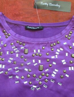 NEU mit ETIKETT * Antik- Gold Nieten * Glitzer * Strass * Kristalle * Seiden- Satin * Longsleeve * Tunika * T- Shirt "Betty Barclay" Gr. 38- 40/ S- M * aubergine- lila- violett * - Riedlingen