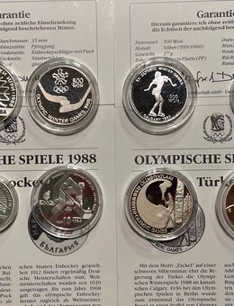 8 Silbermünzen Olympische Spiele 1988 Calgary 160 g Feinsilber - Mannheim