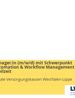 Prozessmanager:in (w/m/d) mit Schwerpunkt Process Automation & Workflow Management Vollzeit / Teilzeit - Münster