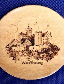 DDR Holzteller handgemalt Motiv "Wartburg" - Creuzburg