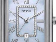 Fossil Quarzuhr RAQUEL ES5402, Armbanduhr, Damenuhr, Edelstahlarmband, analog, Tag, Glassteine