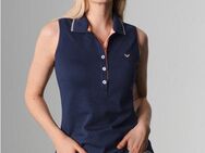 Trigema Shirttop TRIGEMA Ärmelloses Poloshirt mit kontrastfarbigen Akzenten (1-tlg)