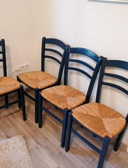 Holzstühle blau mit naturfarbenem Korbgeflecht 2 Stck.,mediterraner Stil - Haltern (See) Zentrum
