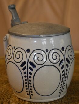 Bierkrug mit Zinndeckel , Art Deco , Keramik , 0,5Liter , am Boden gesetzlich geschützt 2105 22 , K330 - Görlitz