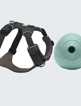 Ruffwear Hundegeschirr + Ø 8,9 cm Spielzeug Huckama gratis! - Front Range, Basalt Gray Größe L-XL: 81 - 107 cm Brustumfang