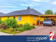 EFH-Bungalow nahe Lebus! Bj.2000, 4Zi.,Kü.,Bad, Kaminofen, Sauna,Wi.-garten, PV-Anlage, 631m² Grdst. - Podelzig