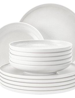 Seltmann Weiden Tafelservice Sento Home, Geschirr-Set, 12-teilig (12-tlg), 6 Personen, Porzellan, Teller-Set, harmonisch geschwungene Form