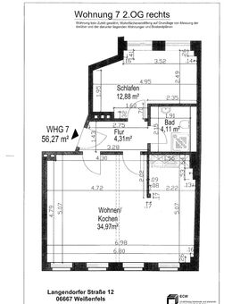 RESERVIERT - Langendorfer Straße 12 - 2-Raum-Wohnung im 2.OG - Weißenfels