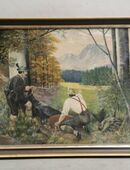 Ölgemälde Jäger bei der Jagd signiert mit Echtholzrahmen aus Erbe von meinem Mann 80x40 cm in 88239
