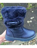 Gr. 31, gefütterte Winter Stiefel / Snow Boots, dkl.-blau, glänzend in 63486