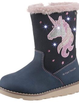 TOM TAILOR Blinkschuh Winterstiefel, Langschafttstiefel, Kinderstiefel mit blinkendem Einhornmotiv