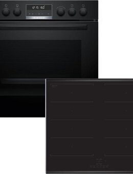 BOSCH Flex-Induktions-Herd-Set HND679LS67, mit Backwagen, Pyrolyse-Selbstreinigung, Backwagen mit ausziehbarer Tür für bequemes Kochen & Backen
