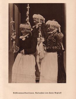 Kunstdruck : Erstkommunikantinnen . , Aufnahme von Hans Retzlaff , Blatt 25cm x 17cm , M7 - Görlitz