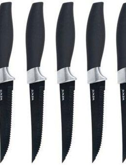 WENKO Messer-Set BBQ-Messer & Pizzaschneider (Set, 9-tlg), für Steaks, Grillgut, Pizza, rostfreier Edelstahl, ergonomischer Griff