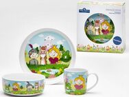 van Well Kindergeschirr-Set Kinderset Prinzessin, 3-teilig, Geschirr-Set, Service (3-tlg), 1 Personen, Porzellan, mit farbenfrohem Dekor, spülmaschinen- und mikrowellengeeignet