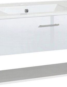 welltime Waschtisch Trento Light mit Keramik-Auflagebecken, 1 Auzug und 1 offenes Fach, Breite: 81cm, Weiß Hochglanz