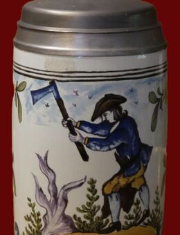 Walzenkrug mit Zinndeckel , Replikation , 1745 , Landmann , 1991 , Höhe 23cm , K327 - Görlitz